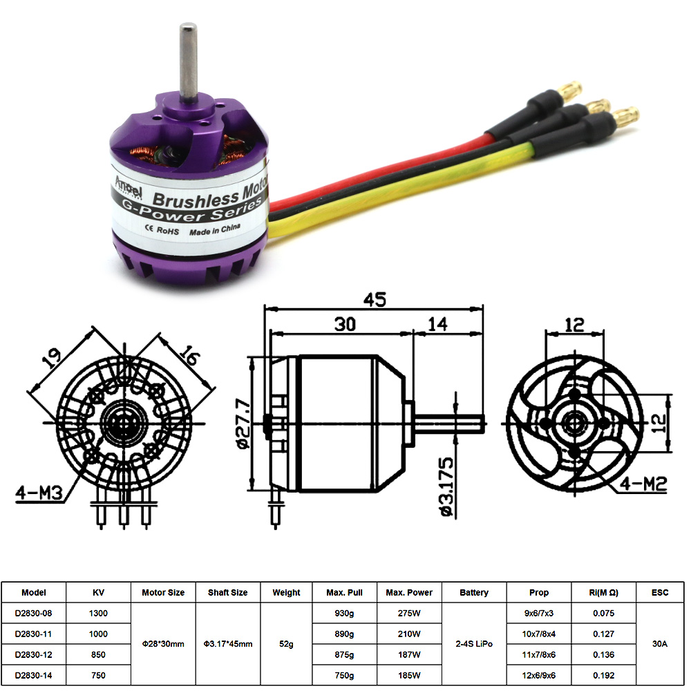 D2830 1300KV 1000KV 850KV 750K - Brushed Drone Motor recensie en prijs
